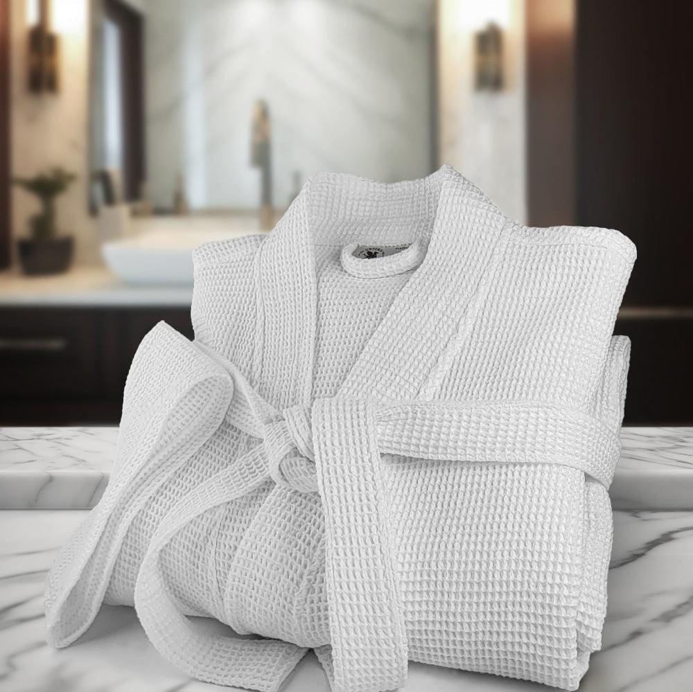 HONEYCOMB WAFFLE BATHROBES 48" x 60" Kimono,60% Combed Cotton/40% Polyester CTN Pack of 12 EA