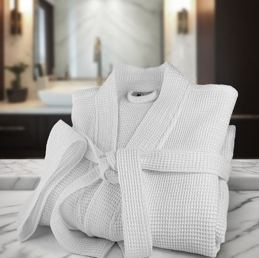 White Velour Kimono, 48" x 60", Sheared Ringspun Cotton, Pack of 12 EA